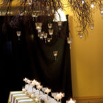 Utah winter wedding flower chandelier